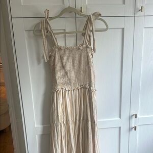 &Merci Cream Smocked Maxi Sundress